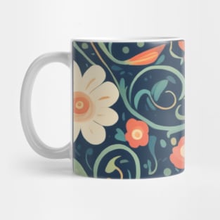 Serene Blooms: A Floral Symphony on Blue Mug